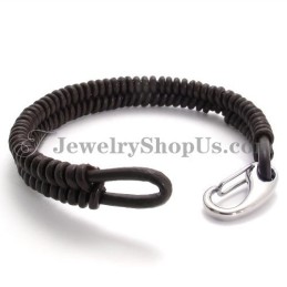 Gorgeous Brown Titanium And Leather Bracelet