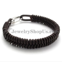 Gorgeous Brown Titanium And Leather Bracelet