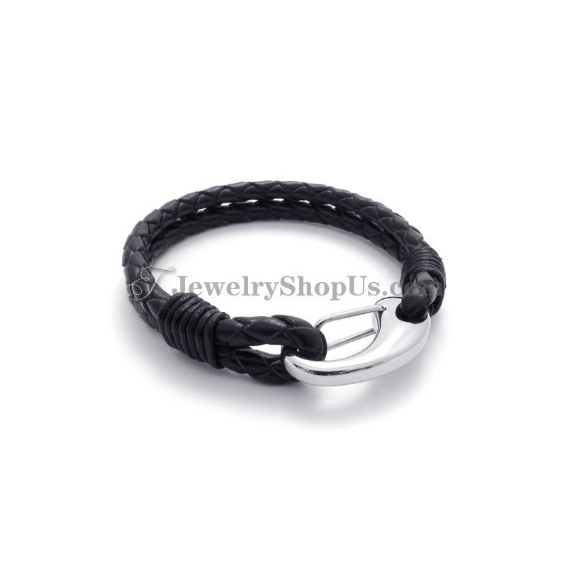 Elegant Titanium Leather Bracelet Elegant Titanium Leather Bracelet