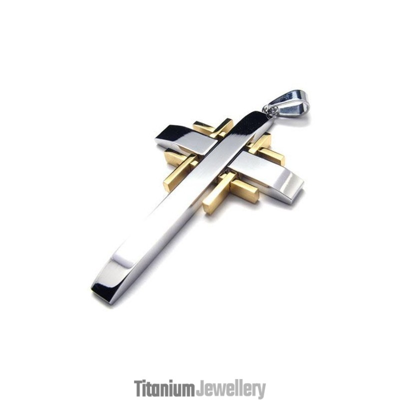 Men's Pure Titanium Cross Necklace Pendant Chain (New) Men's Pure Titanium Cross Necklace Pendant Chain (New)