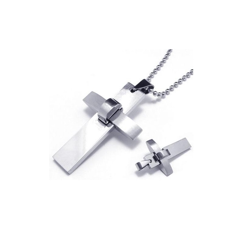 Mens Boys Silver Pure Titanium Cross Pendant Necklace Mens Boys Silver Pure Titanium Cross Pendant Necklace