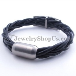 Elegant Titanium Leather Bracelet