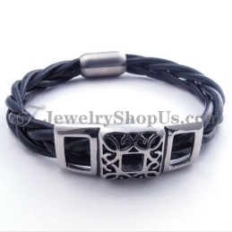 Elegant Titanium Leather Bracelet