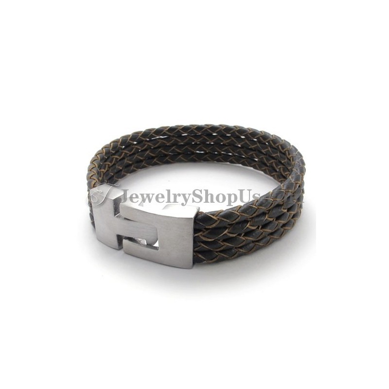 Elegant Leather And Titanium Bracelet Elegant Leather And Titanium Bracelet