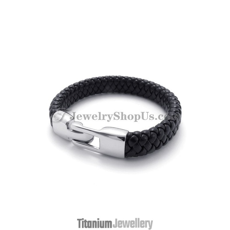 Gorgeous Black Titanium And Leather Bracelet Gorgeous Black Titanium And Leather Bracelet