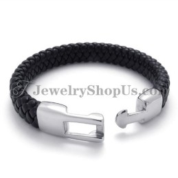 Gorgeous Black Titanium And Leather Bracelet