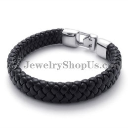 Gorgeous Black Titanium And Leather Bracelet