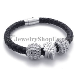 Black Titanium And Leather Bracelet