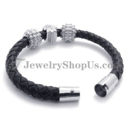 Black Titanium And Leather Bracelet