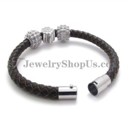 Brown Titanium And Leather Bracelet
