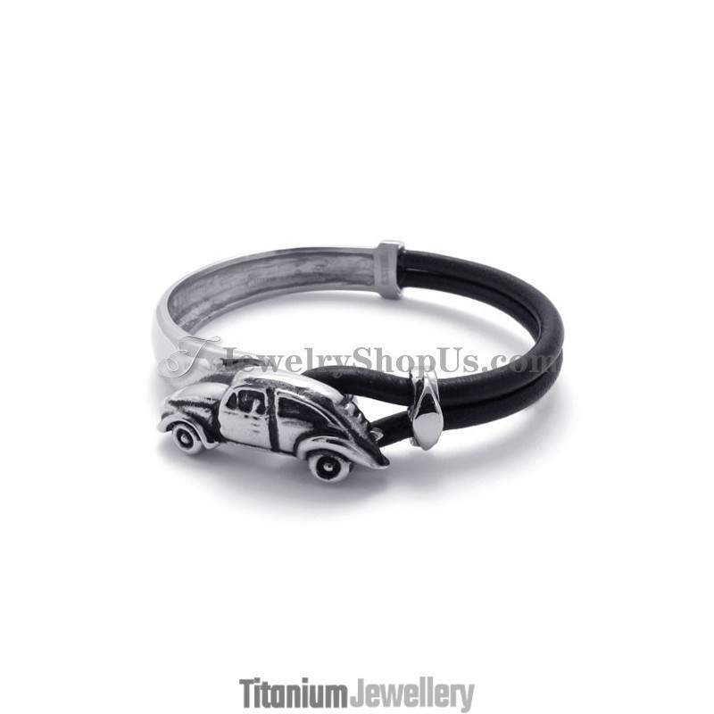 Elegant Leather With Titanium Bracelet Elegant Leather With Titanium Bracelet