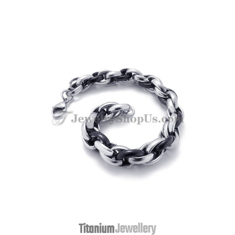 Fashion Black And Silver Titanium Bracelet Fashion Black And Silver Titanium Bracelet