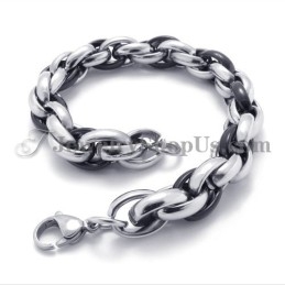 Fashion Black And Silver Titanium Bracelet