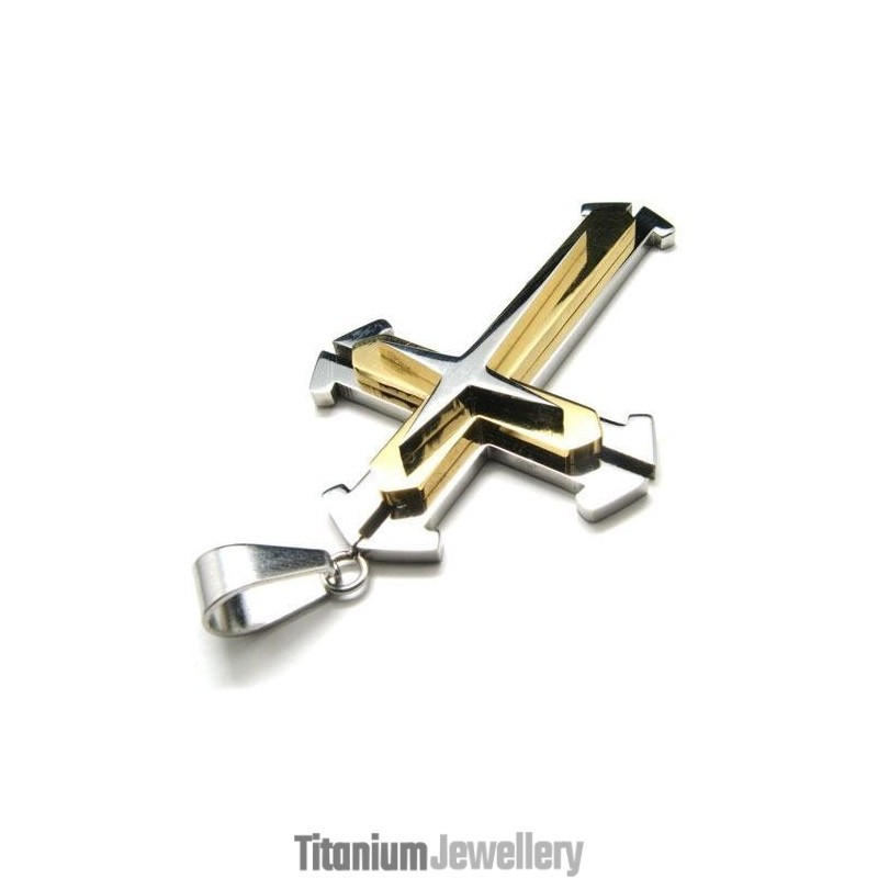 Men's Pure Titanium Star Pendant Cross Necklace Chain Men's Pure Titanium Star Pendant Cross Necklace Chain