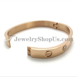 Fashion Rose Gold Titanium Bracelet With Rhinestone