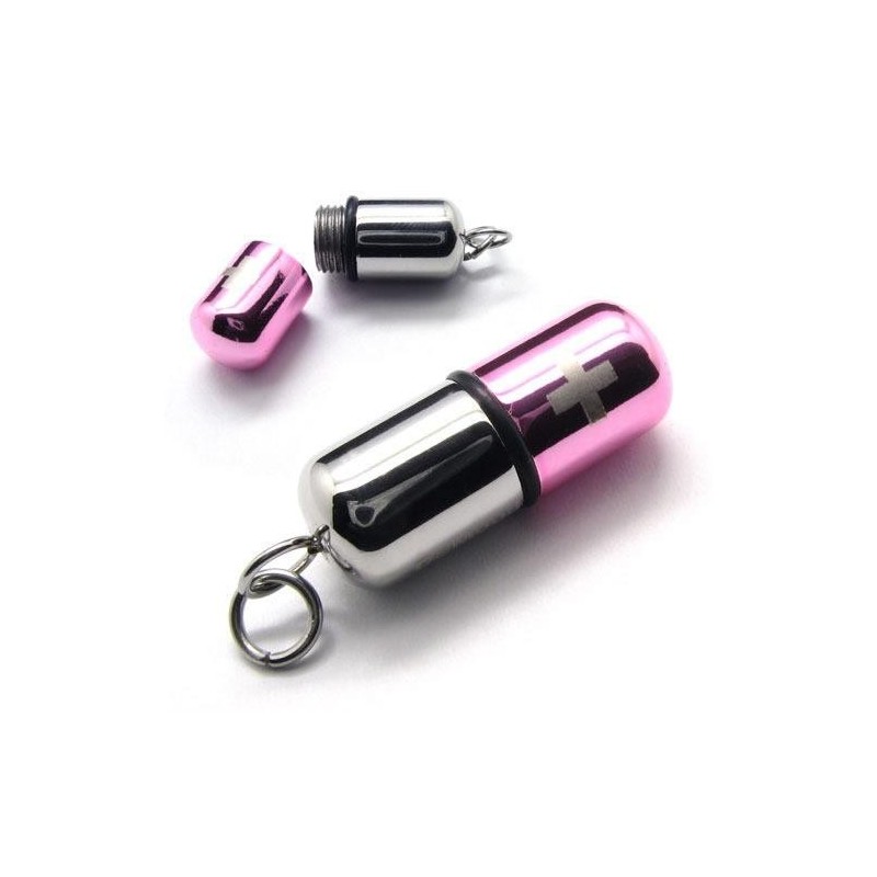 Pink Silver Pure Titanium Pill Pendant Cross Necklace Pink Silver Pure Titanium Pill Pendant Cross Necklace