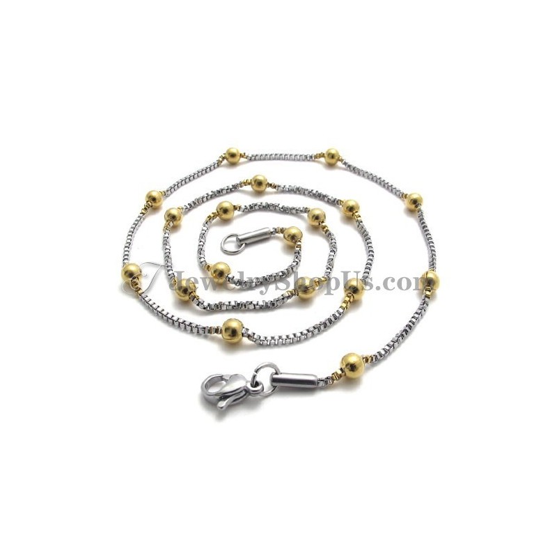 Elegant Titanium Gold Beads WoMen's Necklace Elegant Titanium Gold Beads WoMen's Necklace