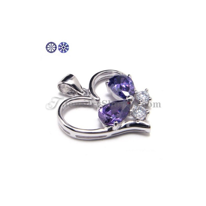 925 Silver Zircon Pendant With Free Chain 925 Silver Zircon Pendant With Free Chain