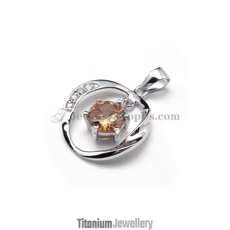 925 Silver Zircon Pendant (Electroplating Platinum) With Free Chain
