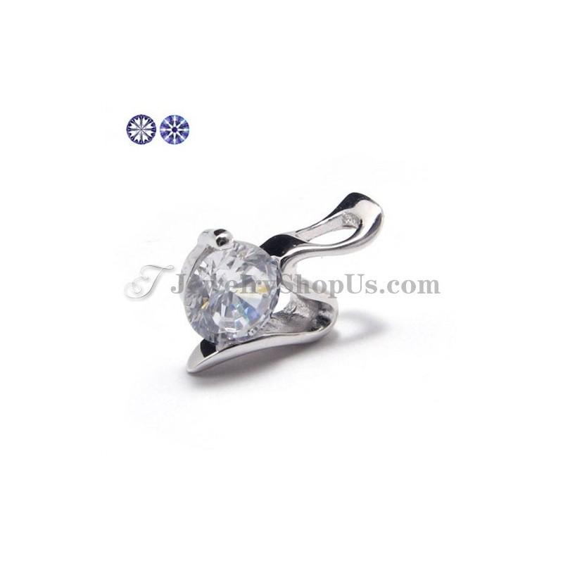 925 Silver Zircon Pendant (Electroplating Platinum) With Free Chain