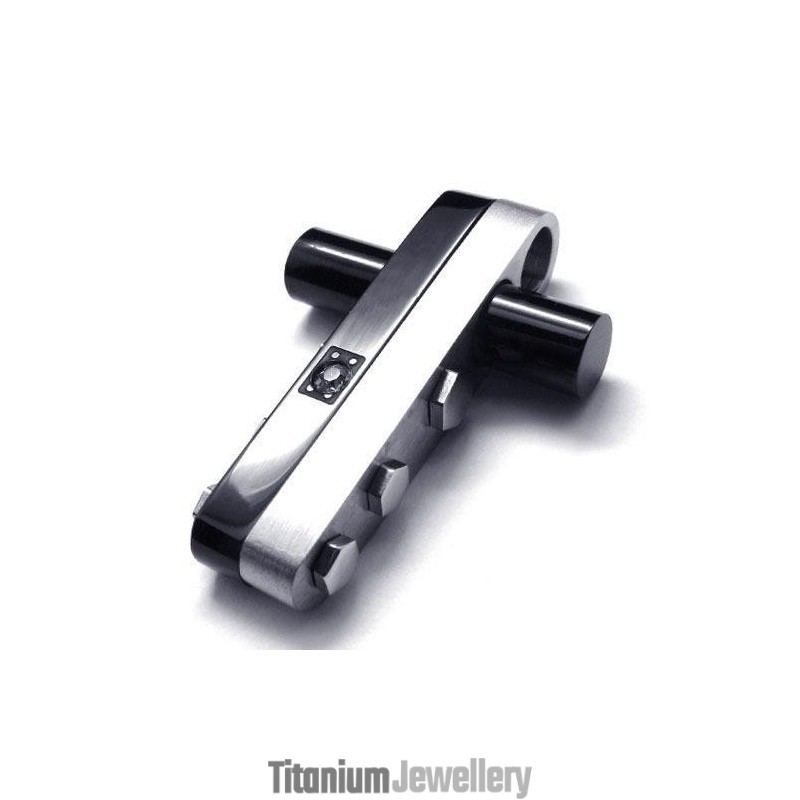 Men Black Silver Pure Titanium Cross Pendant Necklace Men Black Silver Pure Titanium Cross Pendant Necklace