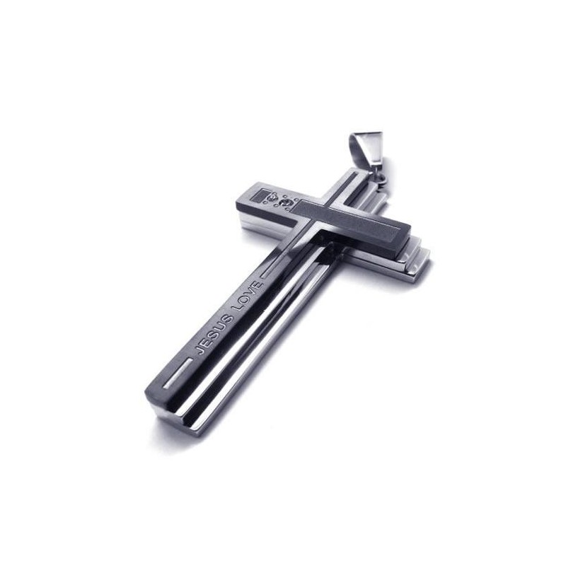 Mens Silver Pure Titanium Necklace Cross Pendant (New) Mens Silver Pure Titanium Necklace Cross Pendant (New)