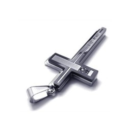 Mens Silver Pure Titanium Necklace Cross Pendant (New)