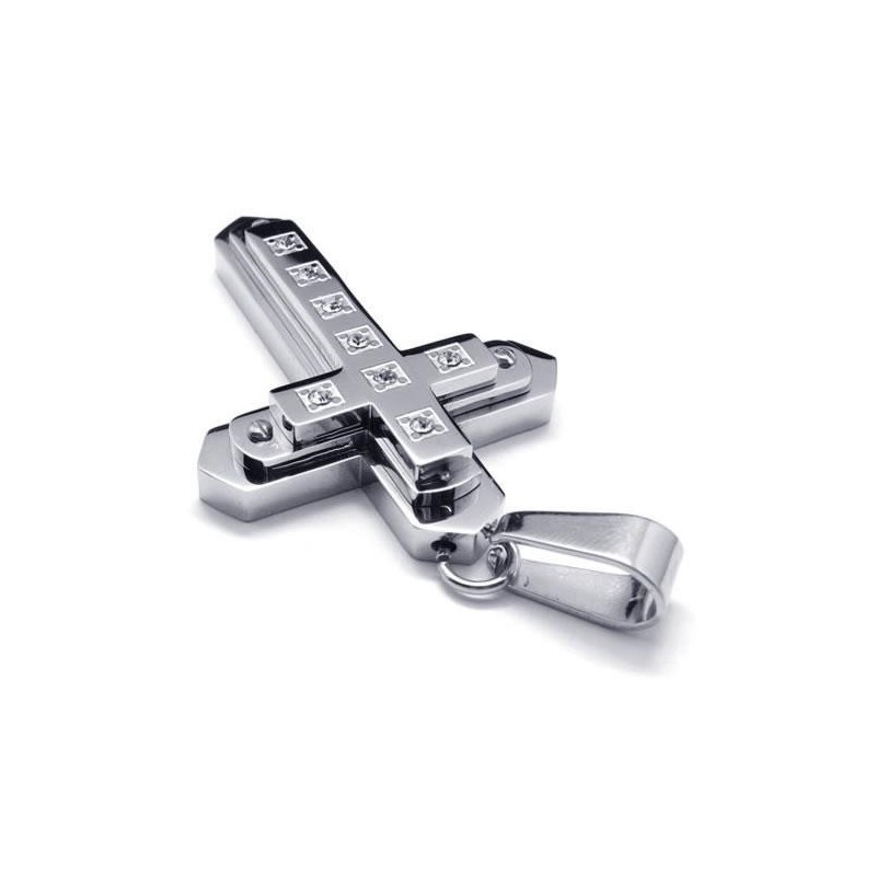 Men Silver Pure Titanium Cross Necklace Pendant Chain Men Silver Pure Titanium Cross Necklace Pendant Chain