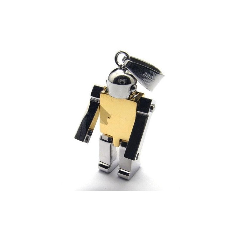 Men's Golden Pure Titanium Robot Pendant Necklace (New)
