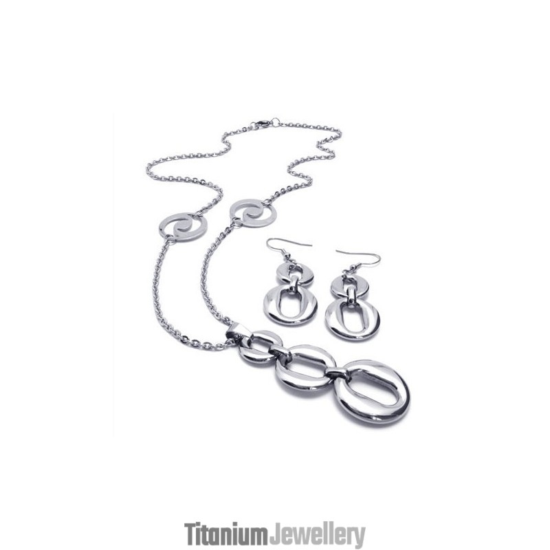Deft Design Color Brilliancy Excellent Quality Titanium Jewelry Set Including Necklace, Pendant, Earring