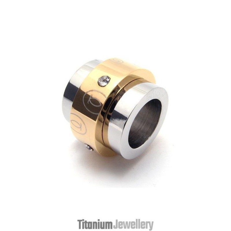 Men's Golden Pure Titanium Rings Pendant Necklace (New)
