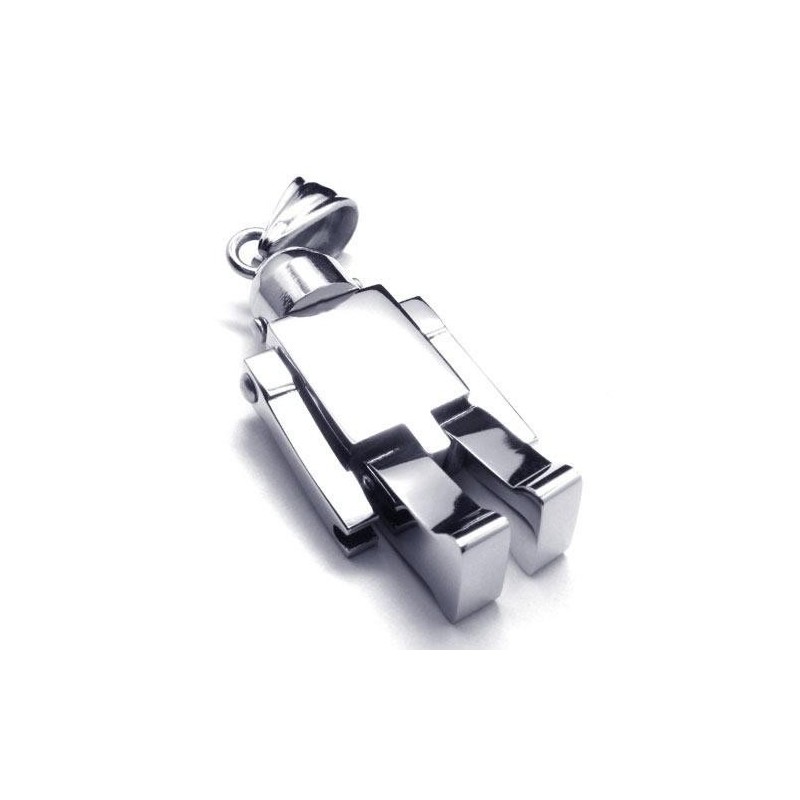 Mens Silver Pure Titanium Robot Pendant Necklace (New) Mens Silver Pure Titanium Robot Pendant Necklace (New)