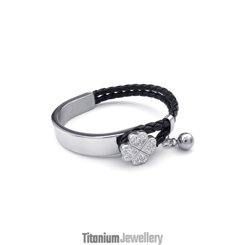 Skillful Manufacture Delicate Colors Excellent Quality Titanium Leather Bangle