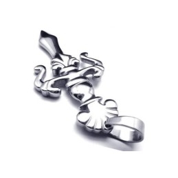 Men Silver Pure Titanium Cross Sword Pendant Necklace