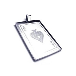 Mens Pure Titanium Playing Cards Pendant Necklace