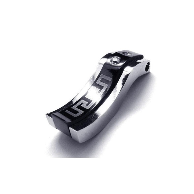 Mens Black Silver Pure Titanium Necklace Pendant (New) Mens Black Silver Pure Titanium Necklace Pendant (New)